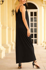 Load image into Gallery viewer, Black Spaghetti Straps Backless Long Dress
