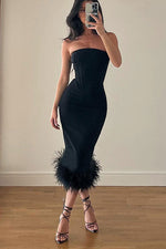 Load image into Gallery viewer, Black Strapless Bodycon Cocktail Party Dresses
