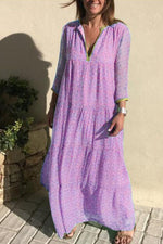 Load image into Gallery viewer, Bohemian Printed V-neck Maxi Dress
