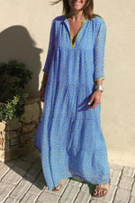 Load image into Gallery viewer, Bohemian Printed V-neck Maxi Dress
