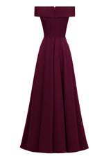 Load image into Gallery viewer, Burgundy A-line Off-the-shoulder Long Formal Dress
