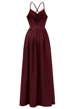 Load image into Gallery viewer, Burgundy A-line V-neck Spaghetti Straps Prom Gown
