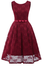Load image into Gallery viewer, Burgundy Sleeveless A-Line Lace Party Homecoming Dress
