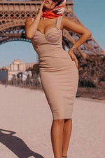 Load image into Gallery viewer, Bustier Detail Zip Back Bandage Dress
