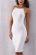 Load image into Gallery viewer, Chain Shoulder Strap Backless Bandage Dress
