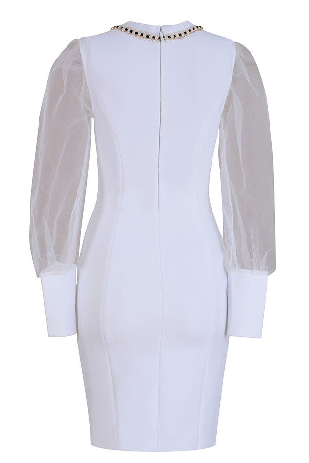 Chic White Long Sleeve Party Homecoming Dress