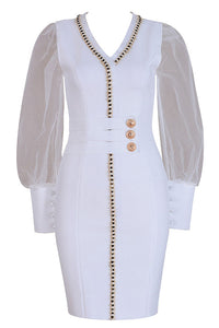 Chic White Long Sleeve Party Homecoming Dress