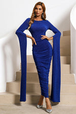Load image into Gallery viewer, Chic Dark Royal Blue Long Sleeve Evening Dress
