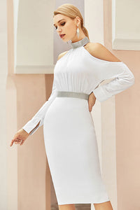 Chic White Cut Out Long Sleeve Party Bandage Dress