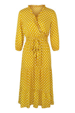 Load image into Gallery viewer, Classic Polka Dot Printed Gathered Waist  Midi Dress
