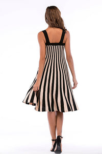 Color-block Striped Button Front Knit Dress