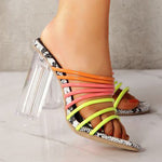 Load image into Gallery viewer, Colorful Patent Leather Strap Chunky Heels Sandals
