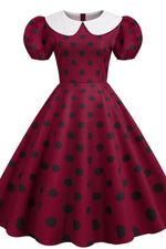 Load image into Gallery viewer, Cute Burgundy Short Sleeve A-Line Dress
