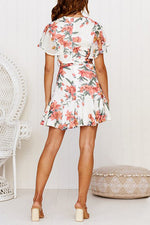 Load image into Gallery viewer, Floral Print Ruffles Mini Wrap Dress
