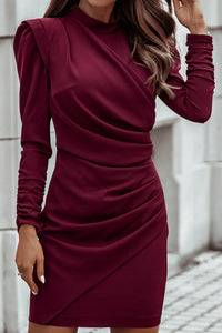 Ruched Long Sleeve Bodycon Mini Dress