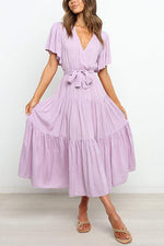 Load image into Gallery viewer, Solid Ruffles Belted Maxi Dress
