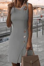 Load image into Gallery viewer, Solid Button Sleeveless Dress
