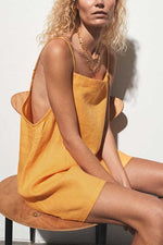 Load image into Gallery viewer, Minimalism Linen Slip Mini Dress
