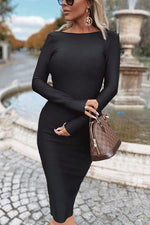 Load image into Gallery viewer, Zipper Backless Long Sleeve Bodycon Dress
