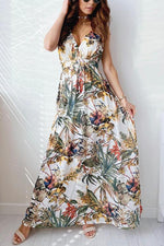 Load image into Gallery viewer, Leaf Print V Neck Sleeveless Maxi Dress

