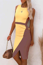 Load image into Gallery viewer, Color Block Slit Sleeveless Bodycon Dress
