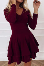 Load image into Gallery viewer, Layer V Neck Long Sleeve Dress
