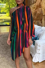 Load image into Gallery viewer, Petal Hem One Shoulder Dress
