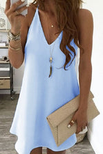Load image into Gallery viewer, Solid V Neck Sleeveless Mini Dress
