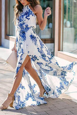 Load image into Gallery viewer, Floral Print Slit Sleeveless Maxi Dress
