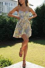 Load image into Gallery viewer, Ruffles Floral Print Slip Mini Dress
