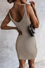 Load image into Gallery viewer, Knit V Neck Sleeveless Bodycon Tank Dress

