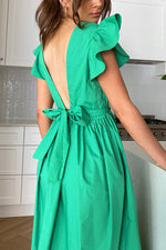 Load image into Gallery viewer, Ruffles Empire Waist Tie Backless Dress
