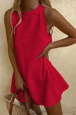 Load image into Gallery viewer, Scalloped Sleeveless Mini Dress
