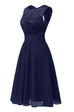 Load image into Gallery viewer, Dark Navy A-line Lace Homecoming Dress
