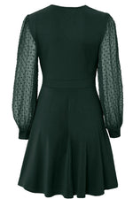 Load image into Gallery viewer, Dark Green V-Neck Long Sleeve A-Line Dress
