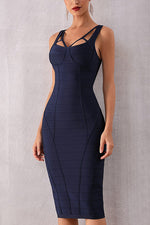 Load image into Gallery viewer, Dark Navy Open Back Bandage Dress

