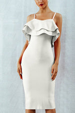Load image into Gallery viewer, Double Ruffle Trim Bandage Slip Dress

