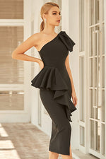 Load image into Gallery viewer, Elegant Black One Shoulder Evening Party Bandage Dress
