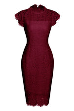 Load image into Gallery viewer, Elegant Burgundy Knee Length Lace Cocktail Party Dress
