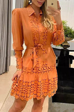 Load image into Gallery viewer, A Toast To Myself Lace Patchwork Shirt Dress
