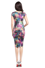 Load image into Gallery viewer, Feather Print Square Neck Bodycon Dress
