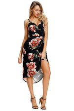 Load image into Gallery viewer, Floral V-neck Sleeveless Asymmetrical Empire Dress
