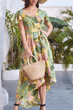 Load image into Gallery viewer, Floral Asymmetric Hem Chiffon Dress
