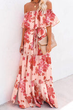 Load image into Gallery viewer, Floral Off-the-Shoulder Chiffon Maxi Dress
