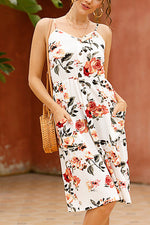 Load image into Gallery viewer, Floral Print Button-up Cami Dress With Pocket
