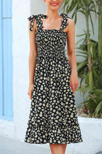 Load image into Gallery viewer, Floral Tie Shoulder Sleeveless Smocked Dress
