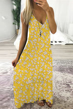 Load image into Gallery viewer, Floral V-neck Sleeveless Maxi Dress

