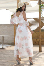 Load image into Gallery viewer, Flower Print V-neck Pleated Chiffon Dress
