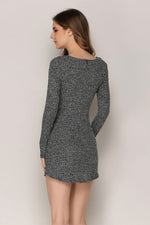 Load image into Gallery viewer, Gray Crisscross Cut Out Knit Bodycon Dress
