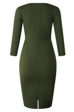 Load image into Gallery viewer, Green Bodycon Long Sleeve Office Formal Dress
